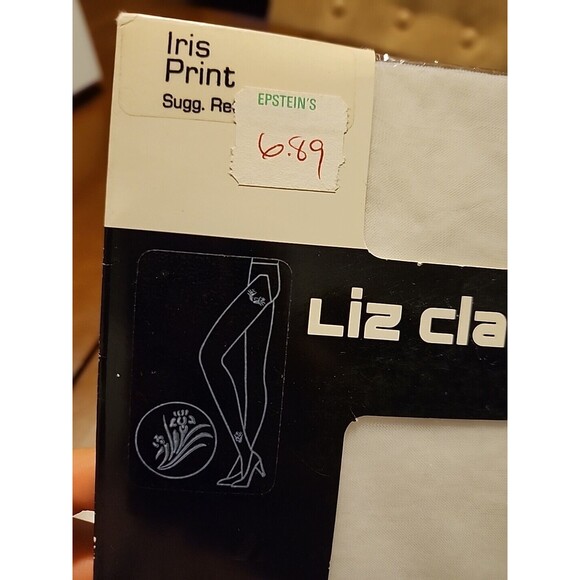 VTG Lingerie Pantyhose Liz Claiborne Size 2 White NOS Iris Print Hose New Old - Picture 2 of 7